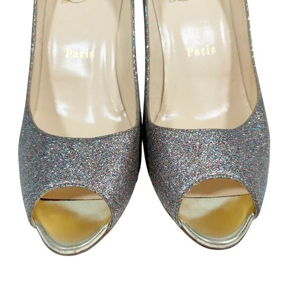 CHRISTIAN LOUBOUTIN Peep Toe Glitter Heels - Picture 7 of 11